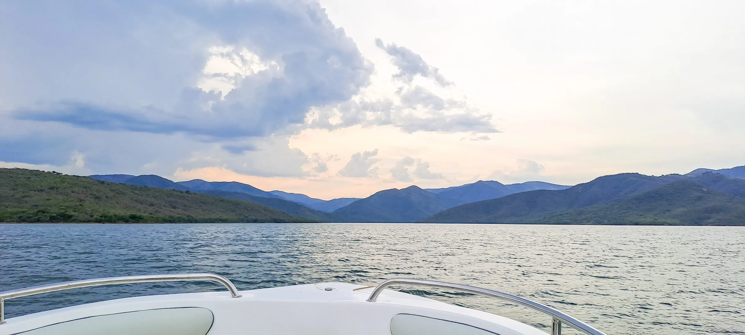 View across the dam from the bow of the boat
